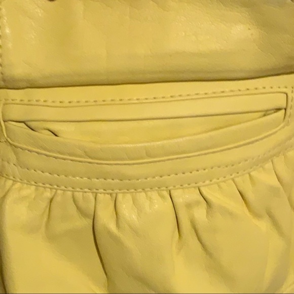 INC Peplum Ruffled Faux Leather Pocketed Cropped Bold Yellow Zip Up Jacket - Picture 6 of 8